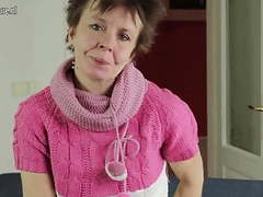 KiloLesbians presents: Skinny mature grandma works her hairy pussy