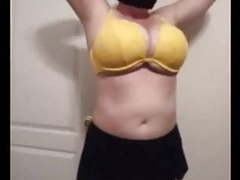 KiloLesbians presents: 36 g saggy tits bbw milf lateshay big yellow bra strip