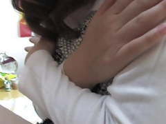 KiloLesbians presents: Naughty brunette sucks cock and gives expert footjob