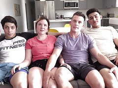 KiloLesbians presents: Crazy teen 4some. ass splitting huge cock and rimming!