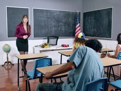 KiloLesbians presents: Stunning teacher wearing stockings gets fucked in the class room - sarah lace, Couple, Hardcore, Pornstars, MILF, Long Hair, Pussy Licking, Lingerie, Stockings, Nylon, Blowjob, Anal, Pussy, Shaved Pussy, Cowgirl, Big Tits, Fake Tits, Teachers