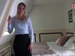 KiloLesbians presents: German female real estate agent secretary in pantyhose fuck