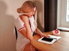 KiloLesbians presents: German nurse lauren help guy with sex to get a sperm sample