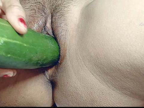 KiloLesbians presents: I can't get any where big black cock so my small pussy fucked by big cucumber  in hindi