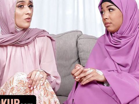 KiloLesbians presents: Hijab wearing step sisters malina melendez and aubry babcock fuck their step brother - hijab hookup