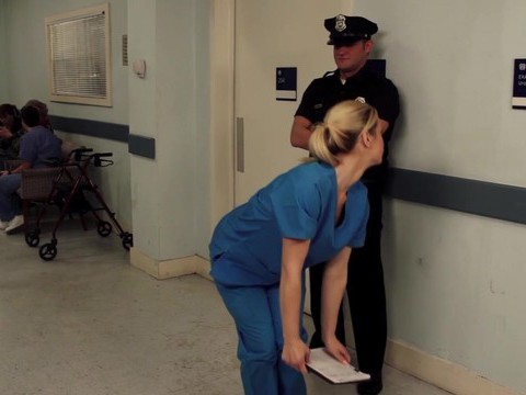 KiloLesbians presents: Nurse tara lynn fox drops on her knees to give a sloppy blowjob