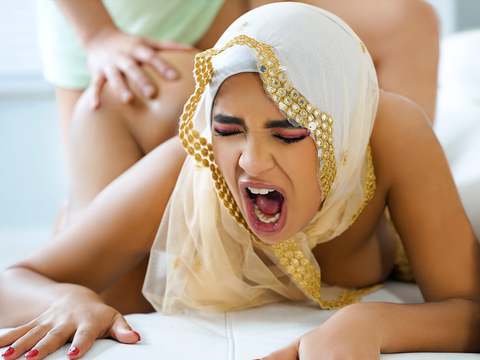 KiloLesbians presents: Muslim cutie with juicy tits babi star bends over and takes fat cock in her ass - hijab hookup