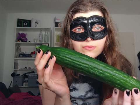 KiloLesbians presents: 18yo teen fucks huge cucumber!!!  small tits, shy teeny, perfect body  amateur teen