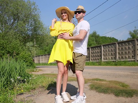 KiloLesbians presents: Blonde novella night gets fucked from behind in public - hd