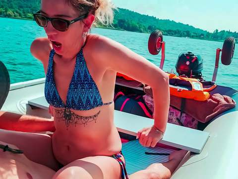 KiloLesbians presents: Wife gets fucked on a boat and gets a creampie from her husband's best friend