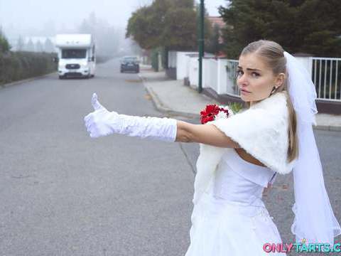KiloLesbians presents: Shock content sexy bride fucks random van driver on marriage day