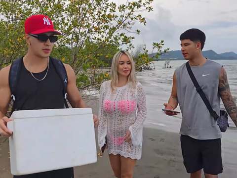 KiloLesbians presents: Threesome on the beach with stepbrothers - danner mendez - tatiana alvarez - max betancur