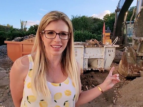 KiloLesbians presents: Outdoors video of sexy blonde wife cory chase with glasses