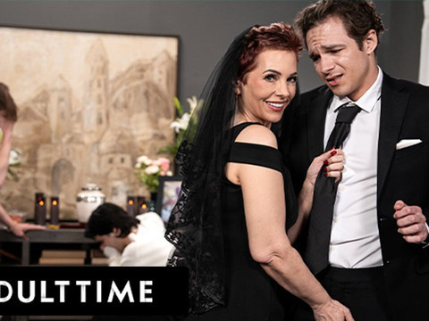 KiloLesbians presents: Adult time - horny tattooed gilf ruby lynne caught fucking big dick stud during her hubby's funeral!