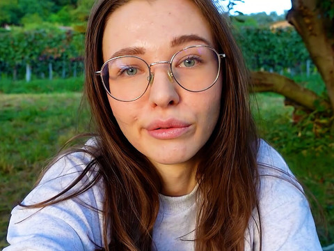 KiloLesbians presents: Alone? outside on the fields i presnet my huge labia teen pussy and clit