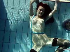 KiloLesbians presents: In black stockings pretty girl goes for a swim