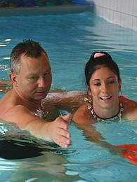 KiloLesbians presents: Brunette teenage beauty fucked by a horny swim teaching paps