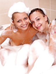 KiloLesbians presents: Naughty sexy young chicks taking a hot bubble bath together