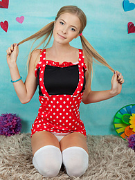 KiloLesbians presents: This gorgeous naked teen cock gobbler has plenty of fun with revealing her sweet tits and her hot smile