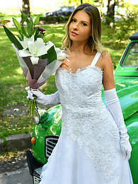 KiloLesbians presents: Naughty bride Rebecca Volpetti takes a photographer assistant's stiff dick