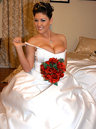 KiloLesbians presents: Horny bride Claire Dames enjoys licking her big tits and fingering her pussy