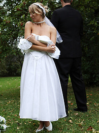KiloLesbians presents: Blonde bride Hayley Marie Coppin gets naked on a lawn while taking her vows