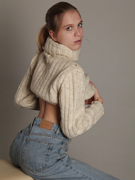 KiloLesbians presents: Very shy and modest teen girl gets undressed showing off her fresh and natural naked body