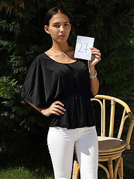 KiloLesbians presents: Dark haired teen Katy Rios bares it all in a backyard
